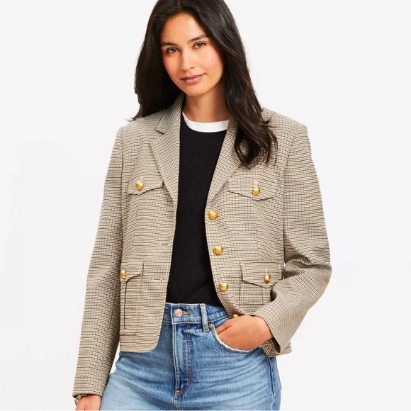 Loft Plaid Blazer with Gold Accents M - Picture 1 of 7